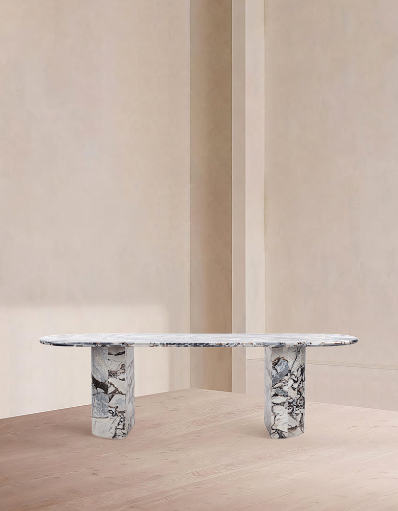 Dante Dining Table, Modellato Marble, 98in