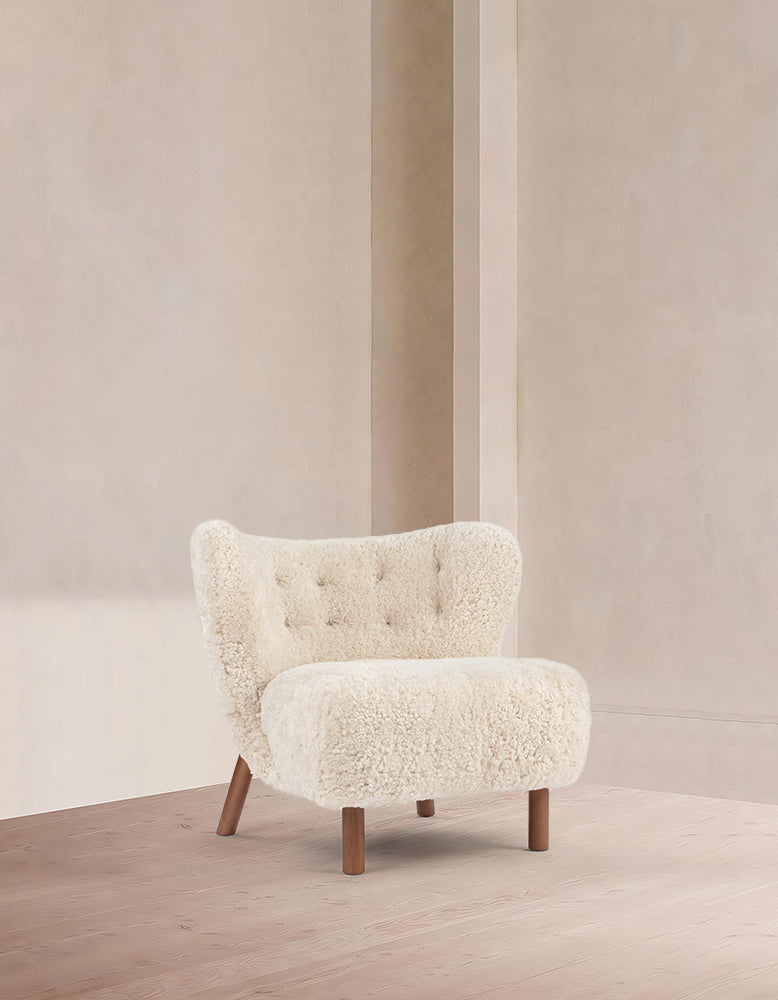 Gubi Petra Chair, Natural Luxe Sheepskin