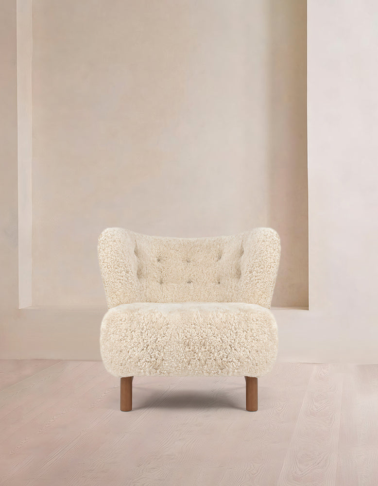 Gubi Petra Chair, Natural Luxe Sheepskin