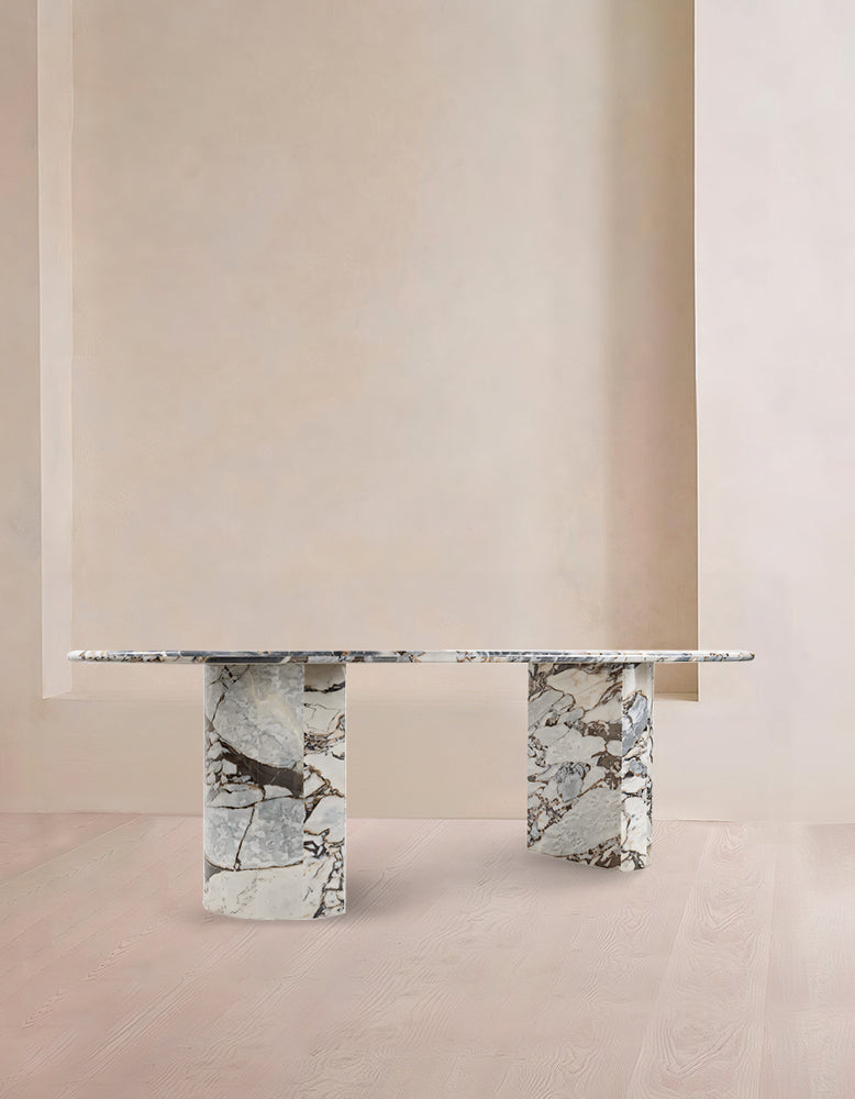 Dante Dining Table, Modellato Marble, 98in