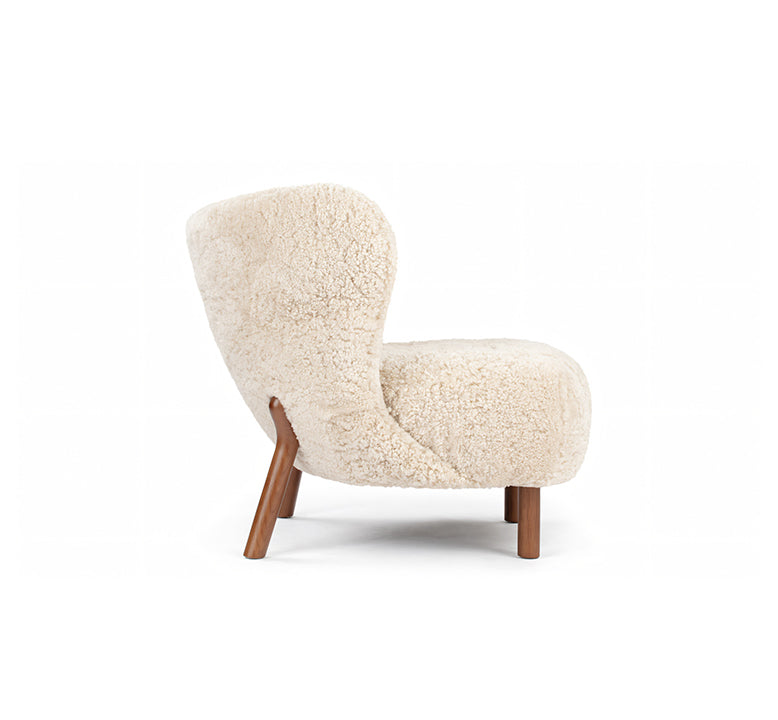 Gubi Petra Chair, Natural Luxe Sheepskin