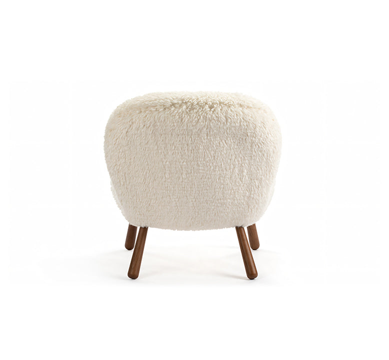 Gubi Clam Chair, White Long Hair Sherpa