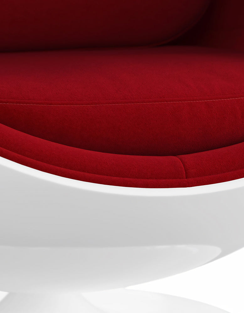 47-Ball Chair, Bold Red Wool and White Armchair