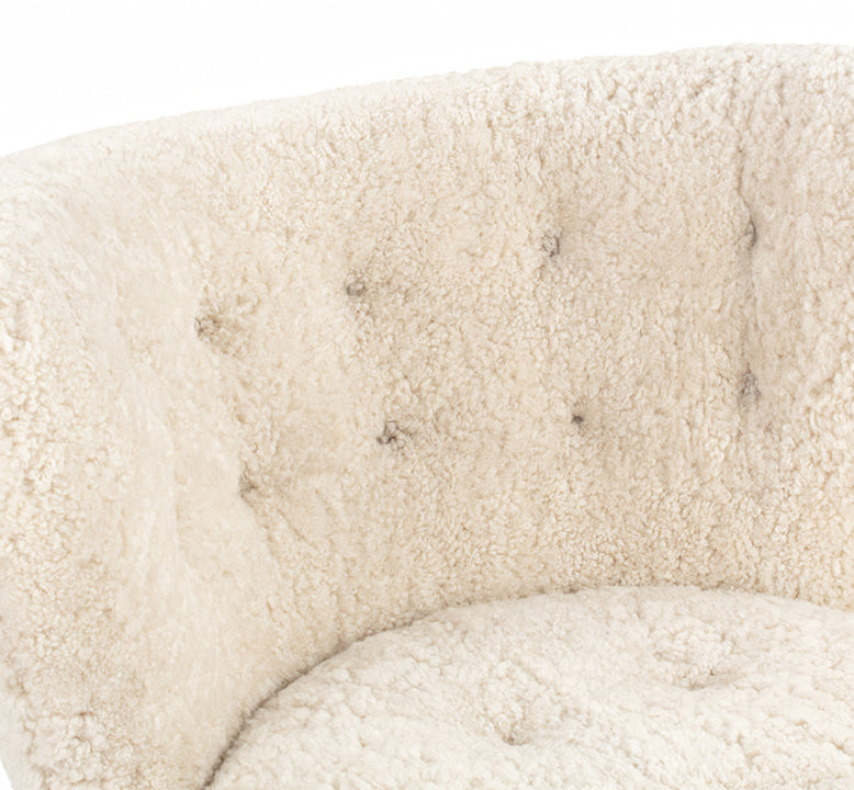 Gubi Petra Chair, Natural Luxe Sheepskin