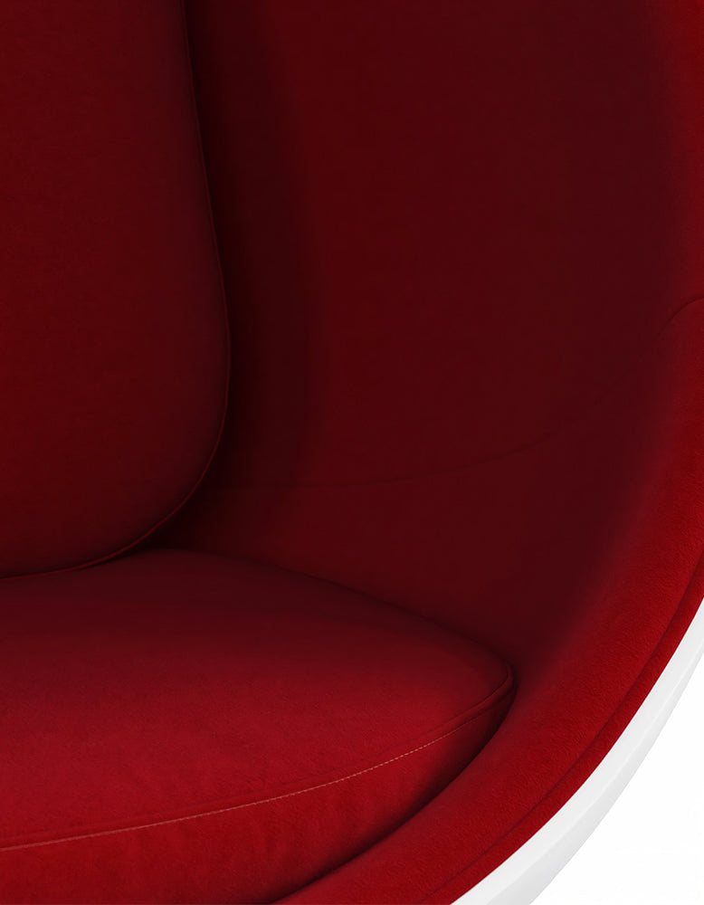 47-Ball Chair, Bold Red Wool and White Armchair