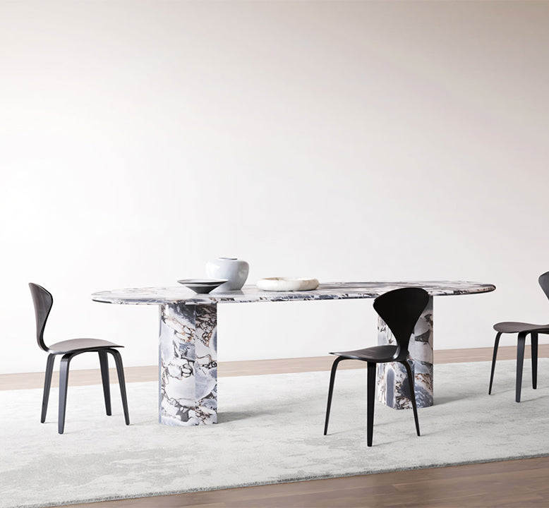 Dante Dining Table, Modellato Marble, 98in